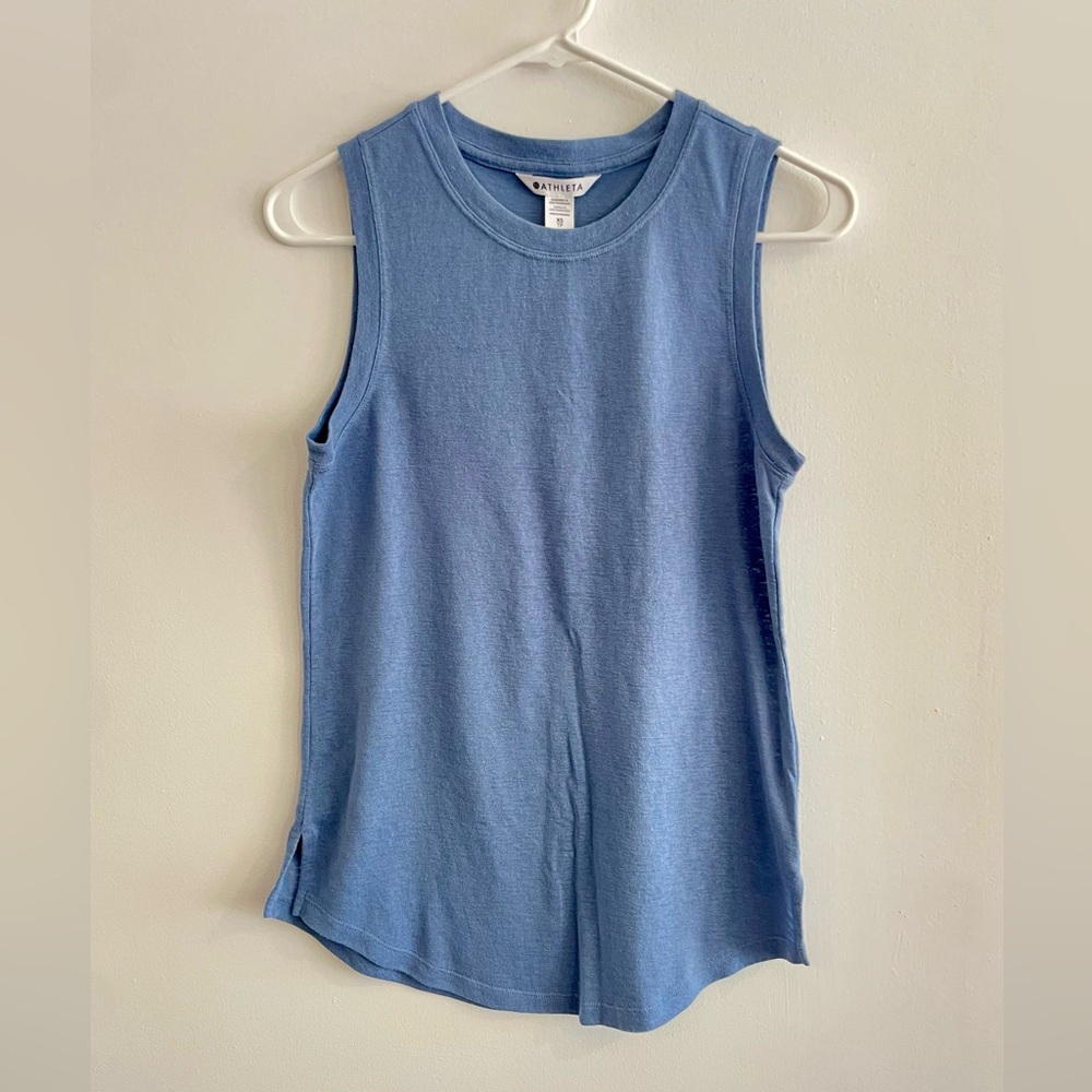 Athleta Breezy Sleeveless Light Blue Tee Tank, Size XS
